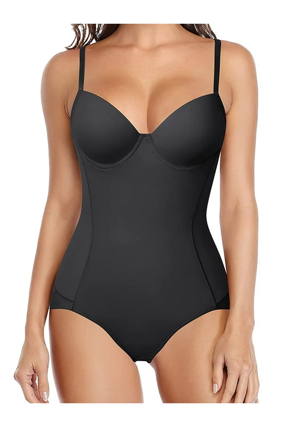 MISS MOLY Thong Bodysuit Shapewear for Women Tummy Control Fajia Backless Body Shaper Built-in Bra