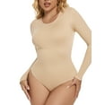 thumbnail image 1 of MISS MOLY Tummy Control Bodysuits for Women Long Sleeve Shapewear Scoop Neck Thong Body Shaper Tops, 1 of 6