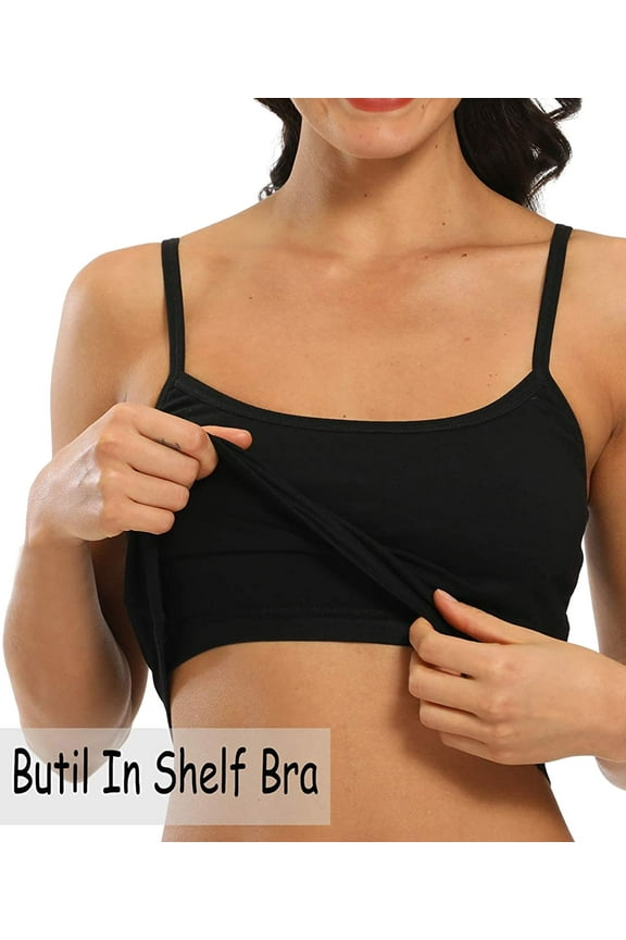 Women Camisole Shelf Bra with Adjustable Strap Stretch Tank Top Basic Layering Cami Top for Daily Wearing