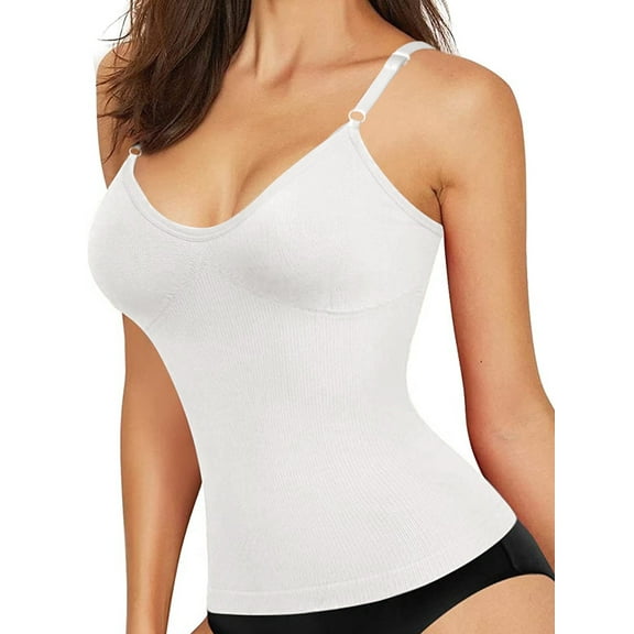 MISS MOLY Women Camisole with Built-in Bra Cup Strap Supportive Padded Tank Top Layering Cami Undershirt