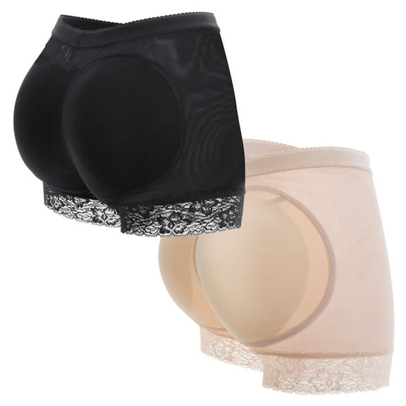 MISS MOLY Women Lace Padded Seamless Butt Lifter Hip Enhancer Shaper Panties Underwear 2 Pack