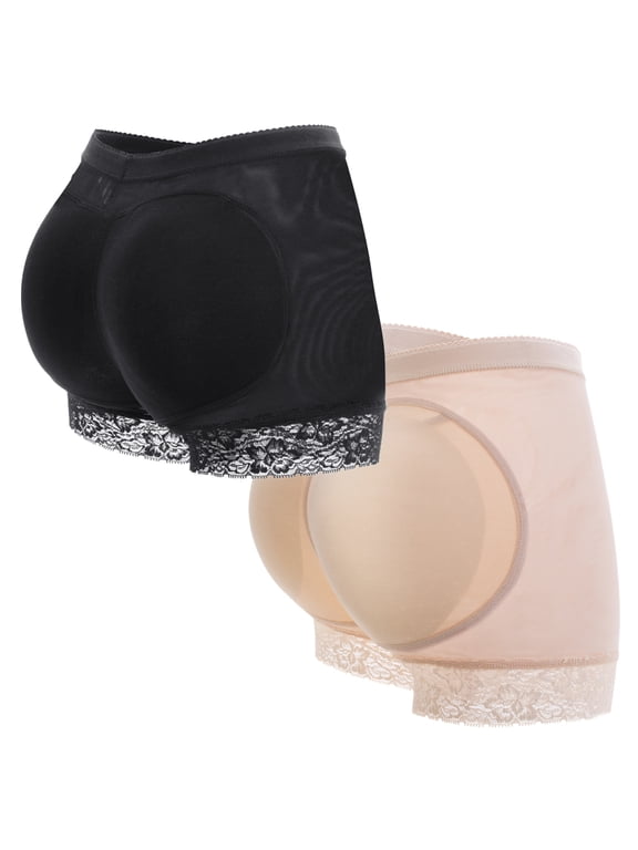 Women Lace Padded Seamless Butt Lifter Hip Enhancer Shaper Panties Underwear 2 Pack
