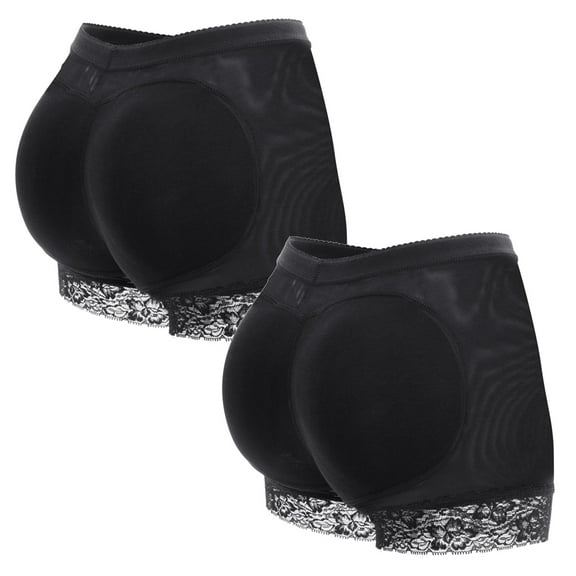 MISS MOLY Women Lace Padded Seamless Butt Lifter Hip Enhancer Shaper Panties Underwear 2 Pack