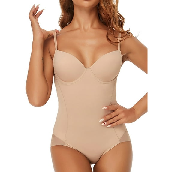 MISS MOLY Women Seamless Bodysuit Shapewear Tummy Control Body Briefer with Built-In Bra Jumpsuit Tops