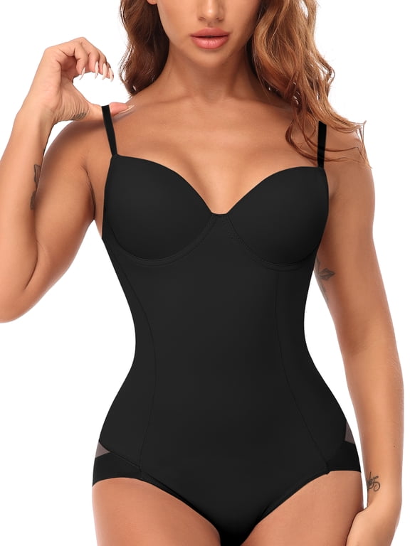 Women Seamless Bodysuit Shapewear Tummy Control Body Briefer with Built-In Bra Jumpsuit Tops