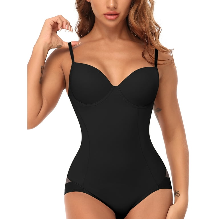 MISS MOLY Women Seamless Bodysuit Shapewear Tummy Control Body Briefer with  Built-In Bra Jumpsuit Tops 