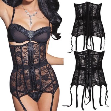 MISS MOLY Sexy korset voor vrouwen, bustiers, gothic, vintage, steampunk, brokat, korset, satijn, bone, corsage kant, lingerie, Zwart, L