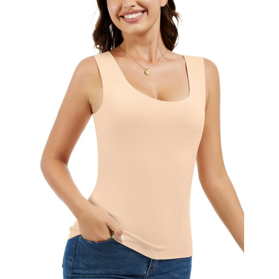 MISS MOLY Women's Fleece Lined Thermals Underwear Tops Base Layer Tank Top Vest for Cold Weather
