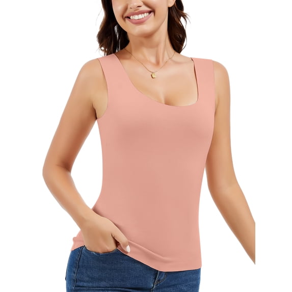 MISS MOLY Women's Fleece Lined Thermals Underwear Tops Base Layer Tank Top Vest for Cold Weather