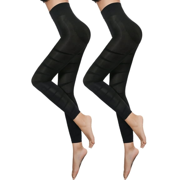 MISS MOLY Women's Full Length Cotton Stretch Legging Seamless Shaping Shapewear 2 PACK