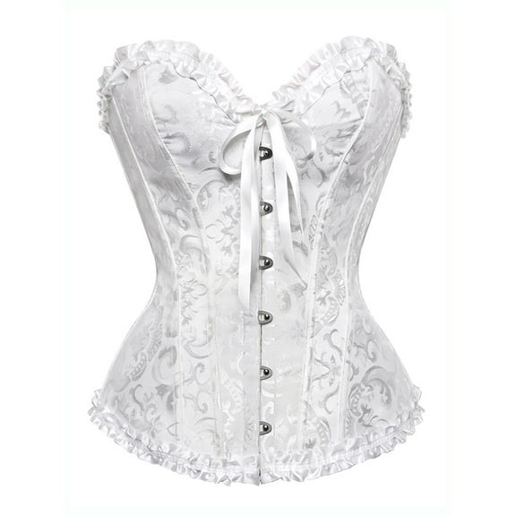 MISS MOLY Women's Lace Up Boned Plus Size Overbust Bridal Corset Bustier Bodyshaper Top White 3XL