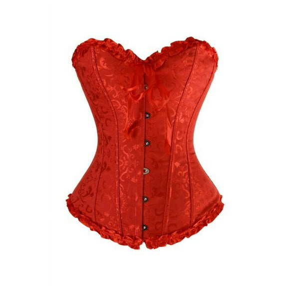 MISS MOLY Women's Lace Up Boned Plus Size Overbust Corset Bustier Bodyshaper Top Red 6XL