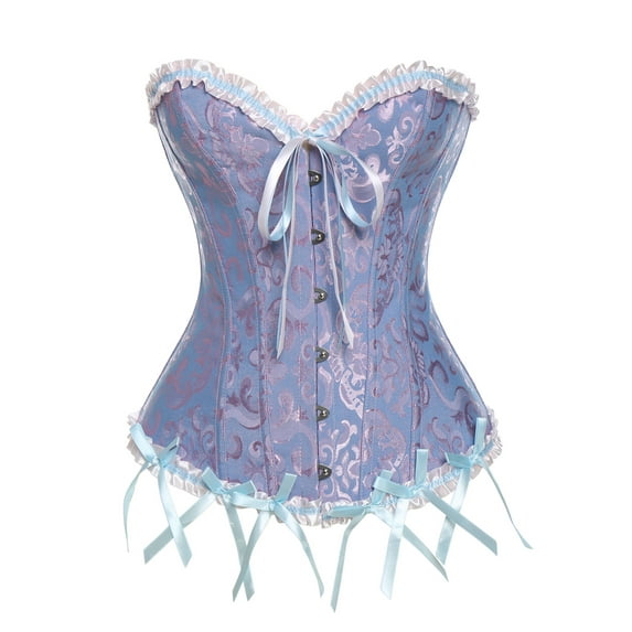 MISS MOLY Women's Lace Up Boned Plus Size Overbust Corset Bustier Bodyshaper Top