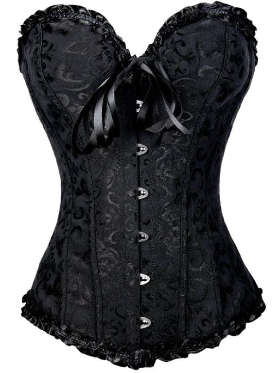 Women's Lace Up Boned Plus Size Overbust Corset Bustier Bodyshaper Top