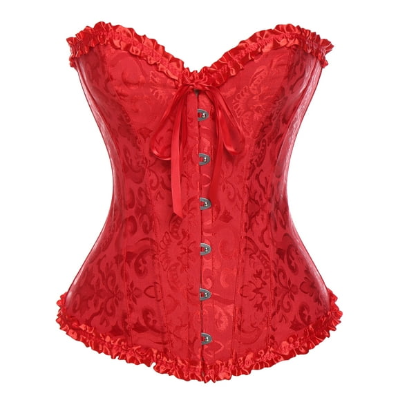 MISS MOLY Women's Lace Up Boned Plus Size Overbust Corset Bustier Bodyshaper Top