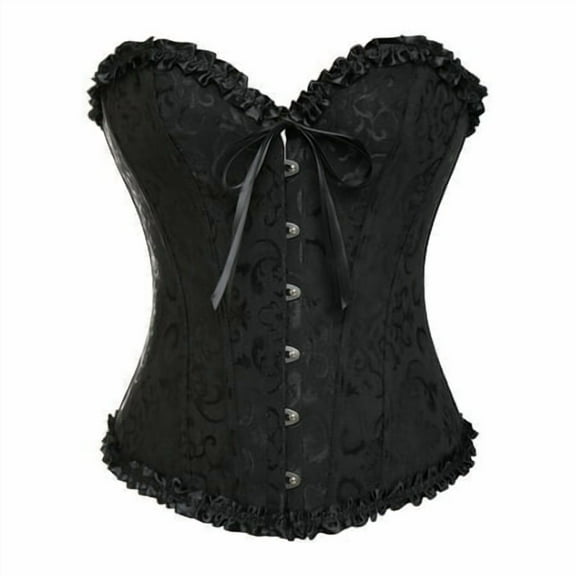 MISS MOLY Women's Lace Up Boned Plus Size Overbust Corset Bustier Bodyshaper Top