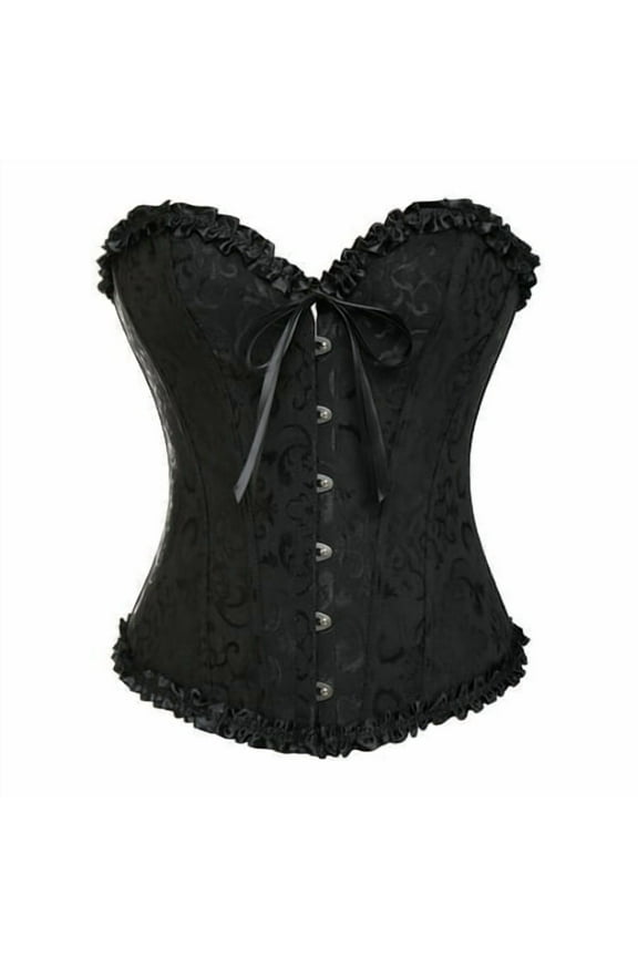 Women's Lace Up Boned Plus Size Overbust Corset Bustier Bodyshaper Top