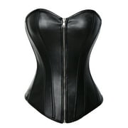 MISS MOLY Womens Lace Up Overbust Bustier Top Black Zipper Corset Waist Cincher Shapewear Plus size