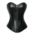 thumbnail image 1 of MISS MOLY Women's Sexy Lace Up Overbust Bustier Top Black Zipper Corset Waist Cincher Shapewear Plus size, 1 of 4