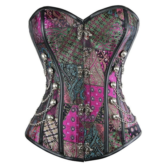 MISS MOLY Women's Steampunk Gothic Bustier Corset Spiral Steel Boned with Buckle