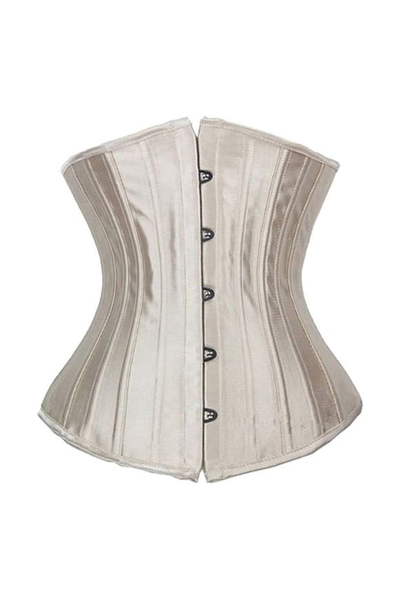 Womens Fashion Sexy Body Shaper Underbust Corset Satin Vintage Waist Training Plus Size Beige 4XL