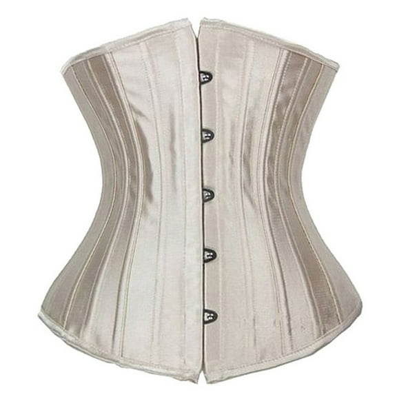 MISS MOLY Womens Fashion Sexy Body Shaper Underbust Corset Satin Vintage Waist Training Plus Size Beige 5XL