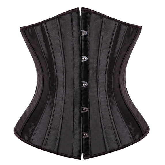 MISS MOLY Womens Fashion Sexy Body Shaper Underbust Corset Satin Vintage Waist Training Plus Size Black L