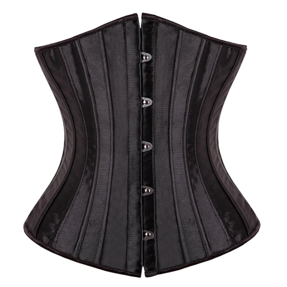 MISS MOLY Womens Fashion Sexy Body Shaper Underbust Corset Satin Vintage Waist Training Plus Size Black M