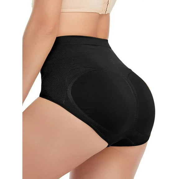 MISS MOLY Womens Mid Waist Padded Butt Lifter Tummy Control Panties Underwear with Removable Pads