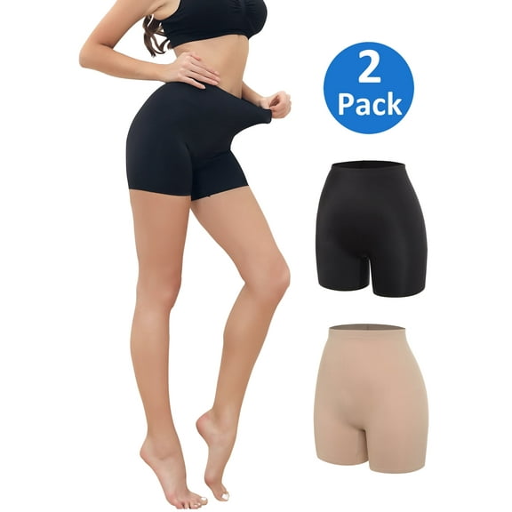 MISS MOLY Womens Seamless Boxer Underwear High Waist Briefs Breathable Full Coverage Ladies Panties, 2 Pack