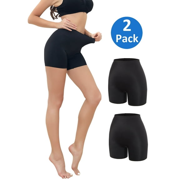 MISS MOLY Womens Seamless Boxer Underwear High Waist Briefs Breathable Full Coverage Ladies Panties, 2 Pack