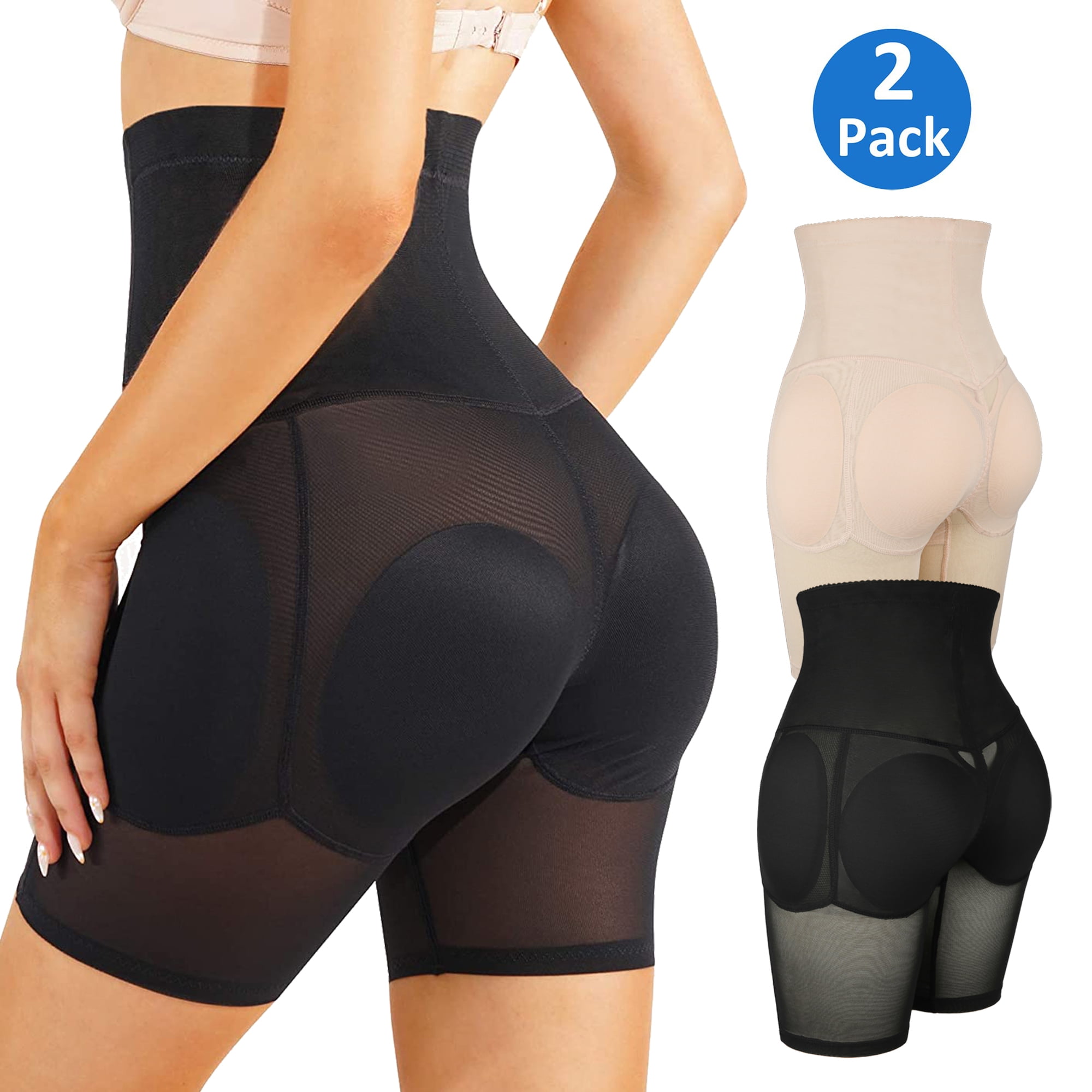 MISS MOLY Womens Shapewear Padded Butt Lifter High Waist Trainer Tummy  Control Panties Hip Enhancer with Removable 4 Pads 