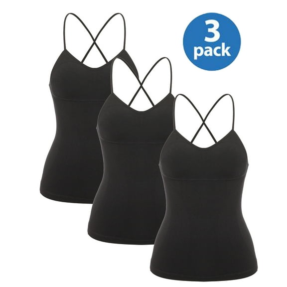 MISS MOLY Womens Tank Tops Adjustable Strap Camisole with Built in Padded Bra Vest Cami Sleeveless Top for Yoga Daily Wearing