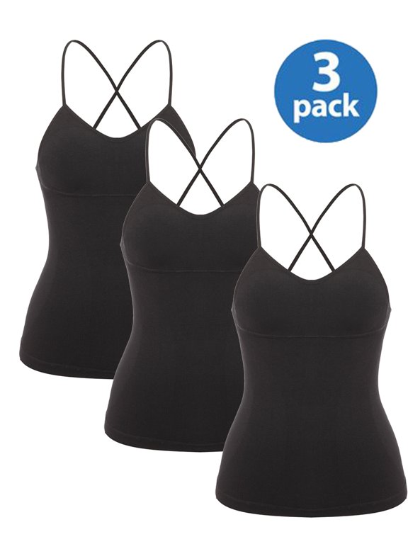 Womens Tank Tops Adjustable Strap Camisole with Built in Padded Bra Vest Cami Sleeveless Top for Yoga Daily Wearing