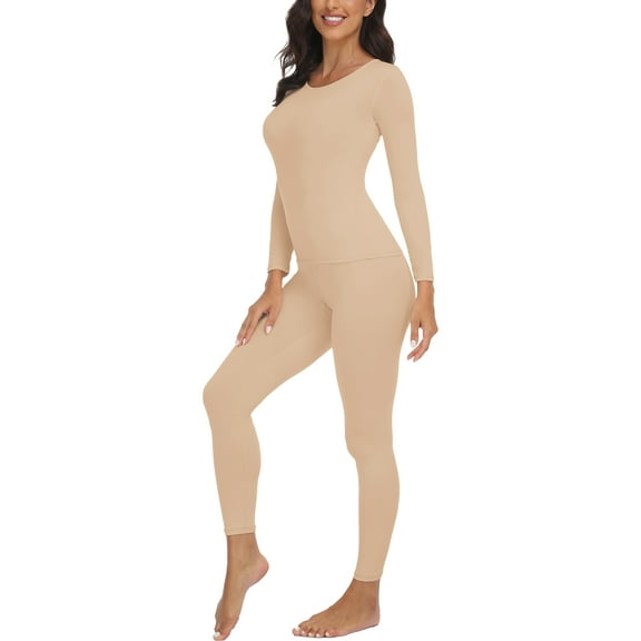 MISS MOLY Womens Thermal Underwear Sets Scoop Neck Shirt Tummy Slimming Shapewear Long Sleeve Baselayer