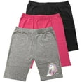thumbnail image 1 of MISS POPULAR 3-Pack Girls Biker Shorts Soft Comfortable Cotton Spandex Elastic Waistband Cute Designs Sizes 4-16, 1 of 2