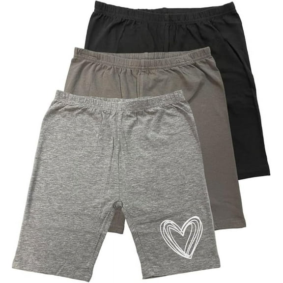 MISS POPULAR 3-Pack Girls Biker Shorts Soft Comfortable Cotton Spandex Elastic Waistband Cute Designs Sizes 4-16