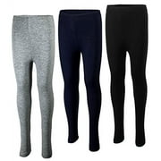 MISS POPULAR 3-Pack Girls Leggings Size 4-16 Soft Comfortable Cotton Spandex with Elastic Waistband Many Colors