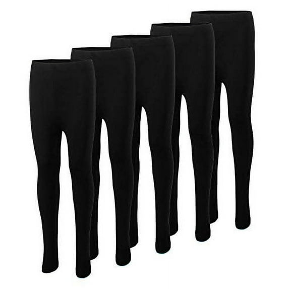 MISS POPULAR 5-Pack Girls Leggings Sizes 4-16 Soft Comfortable Cotton Spandex with Elastic Waistband Many Colors