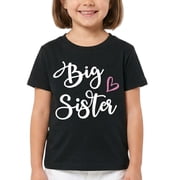 MISS POPULAR Big Sister Super Soft Short Sleeve T-Shirts for Big Sis Announcement, Promoted to Big Sister, Everyday Wear| Toddler to Big Girl Sizes