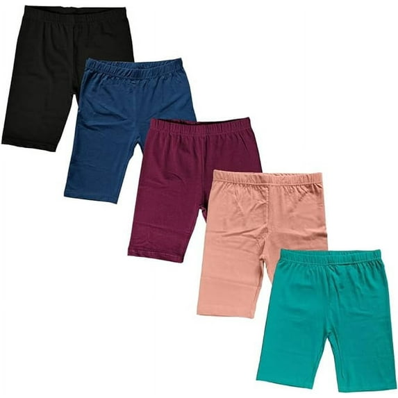 MISS POPULAR Elastic Waistband Biker Short (Girl's 10-12) 6 Pack