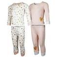 thumbnail image 1 of MISS POPULAR Girls 2 Pack 4 Piece Long Pajama Set Cute Comfy Cotton Perfect for Winter Sleepwear, 1 of 4