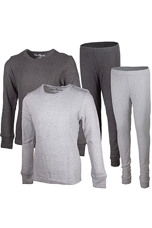 Girls 2-Pack Thermal Waffle Active Base Layer Sets| Long Sleeve Shirt and Pants (Combo B, 10/12)