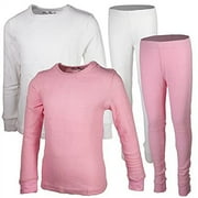 MISS POPULAR Girls 2-Pack Thermal Waffle Active Base Layer Sets| Long Sleeve Shirt and Pants