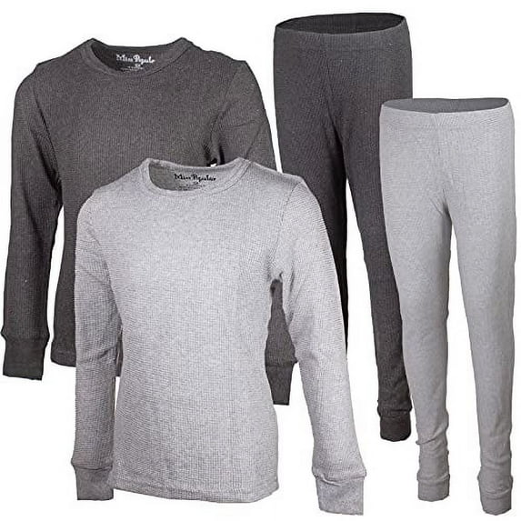 MISS POPULAR Girls 2-Pack Thermal Waffle Active Base Layer Sets| Long Sleeve Shirt and Pants