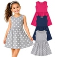 thumbnail image 1 of MISS POPULAR Girls 3 Pack Tank Skater Dress Soft Cotton Cute Designs Spring Summer | Sizes 4-16, 1 of 7