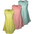 thumbnail image 1 of MISS POPULAR Girls 3 Pack Tank Skater Dress Soft Cotton Cute Designs Spring Summer | Sizes 4-16, 1 of 6