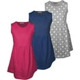 thumbnail image 1 of MISS POPULAR Girls 3 Pack Tank Skater Dress Soft Cotton Cute Designs Spring Summer | Sizes 4-16, 1 of 6
