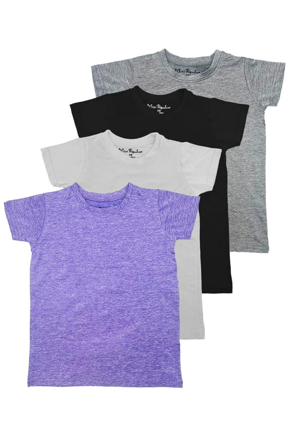 Girls 4 Pack Short Sleeve Quick Dry-Fit Moisture Wicking Active Athletic Performance Crew Neck T-Shirts (US, Numeric, 10, 12, Regular, Combo C)