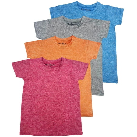 MISS POPULAR Girls 4 Pack Short Sleeve Quick Dry-Fit Moisture Wicking Active Athletic Performance Crew Neck T-Shirts (US, Numeric, 14, 16, Regular, Combo A)